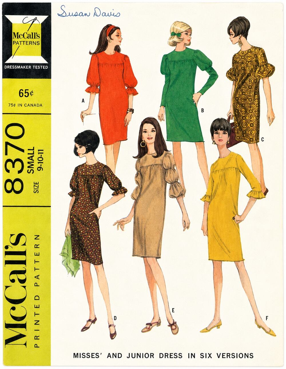 1966 Vintage MCCALL'S 8370 Sheath Dress 6 Styles Size Small 9-10-11 Uncut